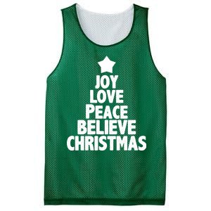 Christmas Tree Joy Love Peace Believe Mesh Reversible Basketball Jersey Tank