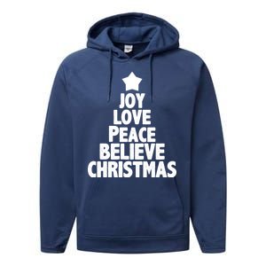 Christmas Tree Joy Love Peace Believe Performance Fleece Hoodie