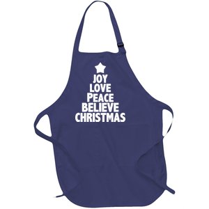 Christmas Tree Joy Love Peace Believe Full-Length Apron With Pockets