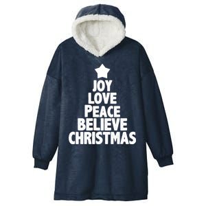 Christmas Tree Joy Love Peace Believe Hooded Wearable Blanket