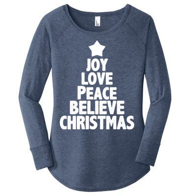 Christmas Tree Joy Love Peace Believe Women's Perfect Tri Tunic Long Sleeve Shirt