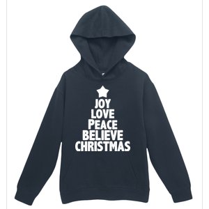 Christmas Tree Joy Love Peace Believe Urban Pullover Hoodie