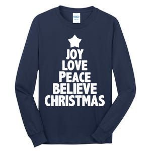 Christmas Tree Joy Love Peace Believe Tall Long Sleeve T-Shirt