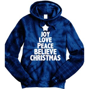 Christmas Tree Joy Love Peace Believe Tie Dye Hoodie