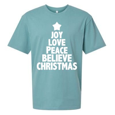 Christmas Tree Joy Love Peace Believe Sueded Cloud Jersey T-Shirt