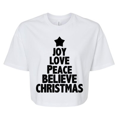 Christmas Tree Joy Love Peace Believe Bella+Canvas Jersey Crop Tee