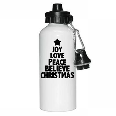 Christmas Tree Joy Love Peace Believe Aluminum Water Bottle 