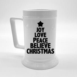 Christmas Tree Joy Love Peace Believe Beer Stein