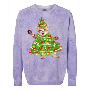 Christmas Tree Kitten Colorblast Crewneck Sweatshirt