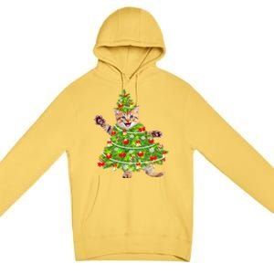 Christmas Tree Kitten Premium Pullover Hoodie