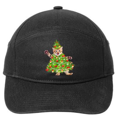 Christmas Tree Kitten 7-Panel Snapback Hat