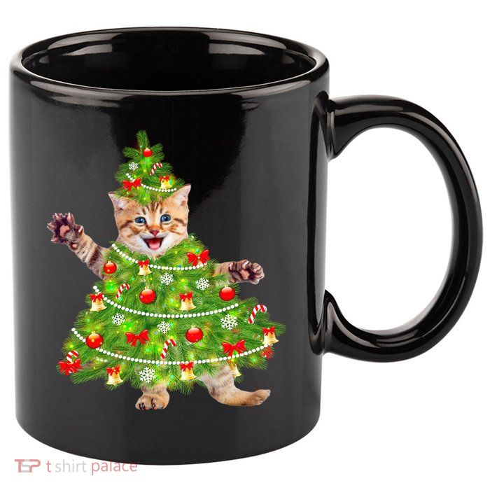 Christmas Tree Kitten 11oz C Handle Ceramic Mug
