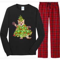 Christmas Tree Kitten Long Sleeve Pajama Set