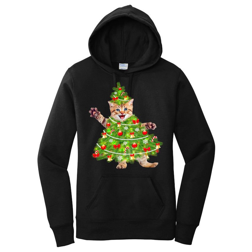 Christmas Tree Kitten Women's Pullover Hoodie