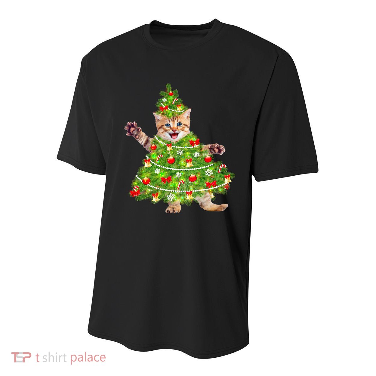 Christmas Tree Kitten Youth Performance Sprint T-Shirt