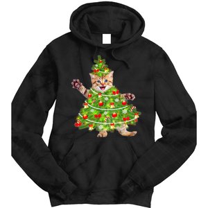 Christmas Tree Kitten Tie Dye Hoodie