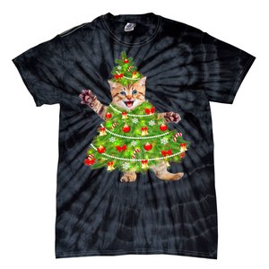 Christmas Tree Kitten Tie-Dye T-Shirt