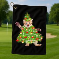 Christmas Tree Kitten Golf Towel