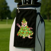 Christmas Tree Kitten Golf Towel