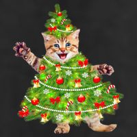 Christmas Tree Kitten Golf Towel