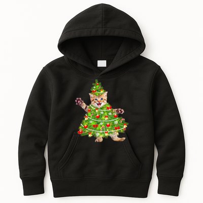 Christmas Tree Kitten Kids Hoodie