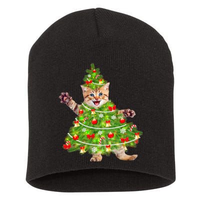 Christmas Tree Kitten Short Acrylic Beanie