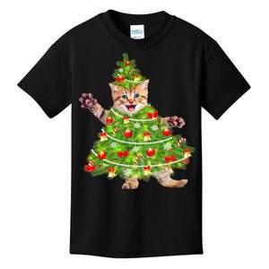 Christmas Tree Kitten Kids T-Shirt