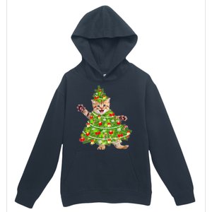 Christmas Tree Kitten Urban Pullover Hoodie