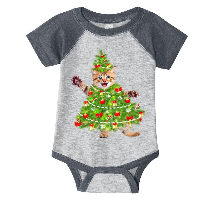 Christmas Tree Kitten Infant Baby Jersey Bodysuit