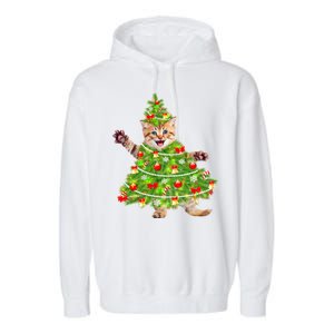 Christmas Tree Kitten Garment-Dyed Fleece Hoodie