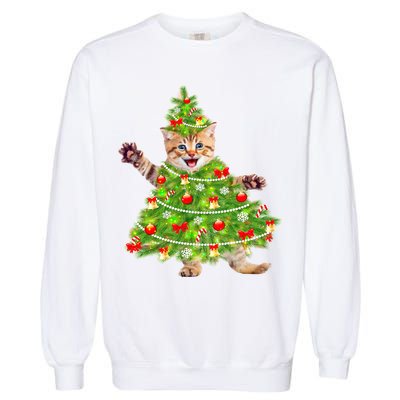 Christmas Tree Kitten Garment-Dyed Sweatshirt