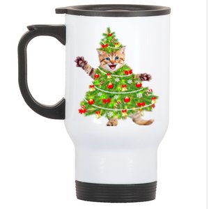 Christmas Tree Kitten Stainless Steel Travel Mug