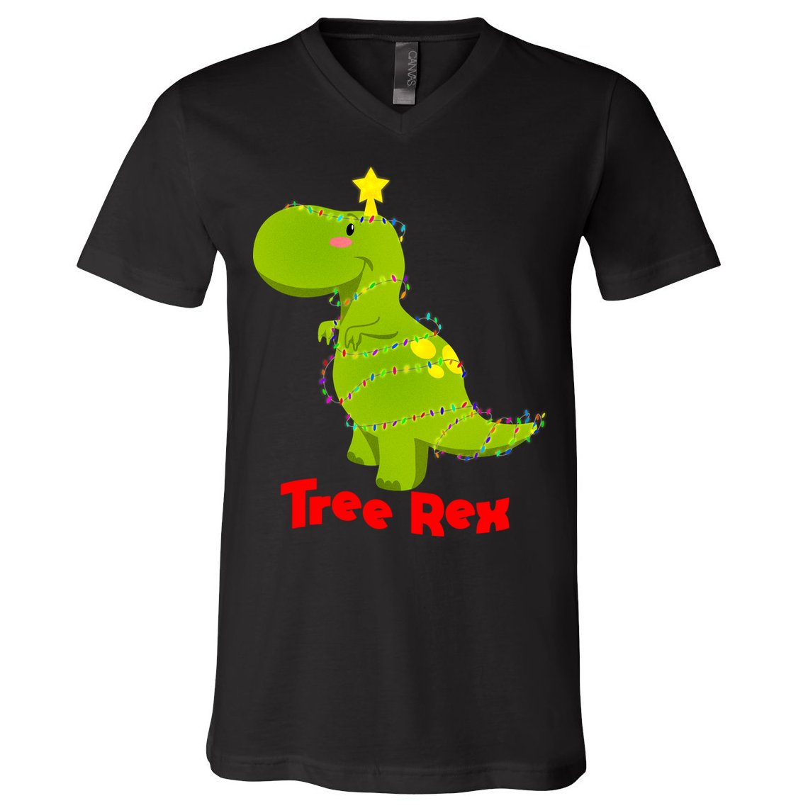 Christmas Tree Rex V-Neck T-Shirt