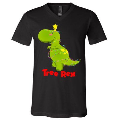 Christmas Tree Rex V-Neck T-Shirt