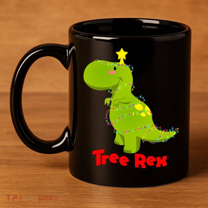 Christmas Tree Rex 11oz C Handle Ceramic Mug