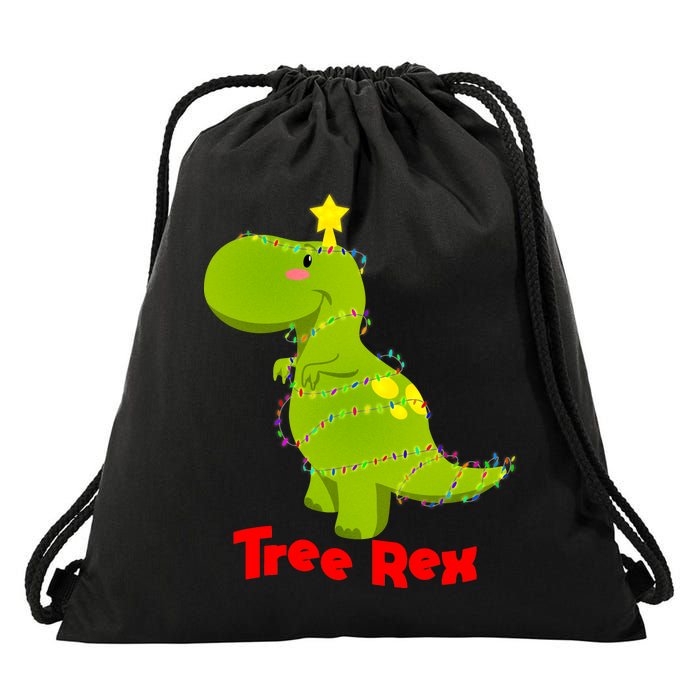 Christmas Tree Rex Drawstring Bag