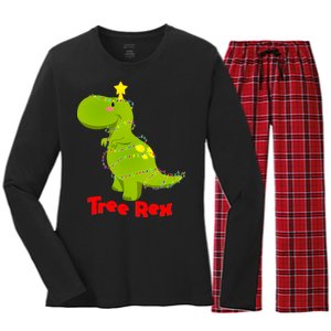 Christmas Tree Rex Women's Long Sleeve Flannel Pajama Set 