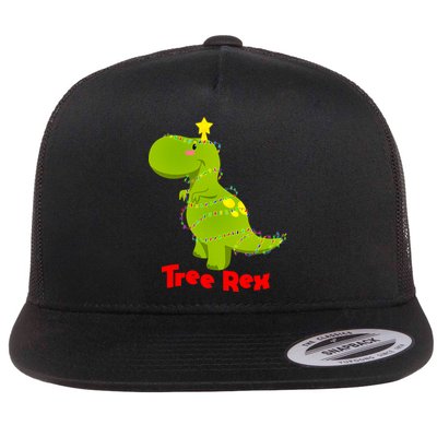 Christmas Tree Rex Flat Bill Trucker Hat