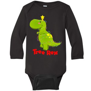 Christmas Tree Rex Baby Long Sleeve Bodysuit