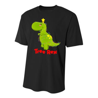 Christmas Tree Rex Youth Performance Sprint T-Shirt