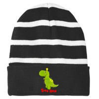 Christmas Tree Rex Striped Beanie with Solid Band