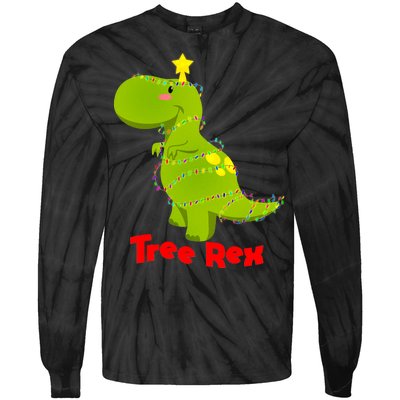 Christmas Tree Rex Tie-Dye Long Sleeve Shirt