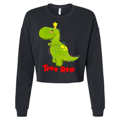 Christmas Tree Rex Cropped Pullover Crew