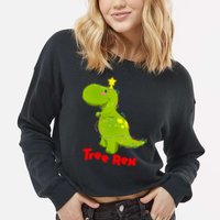 Christmas Tree Rex Cropped Pullover Crew