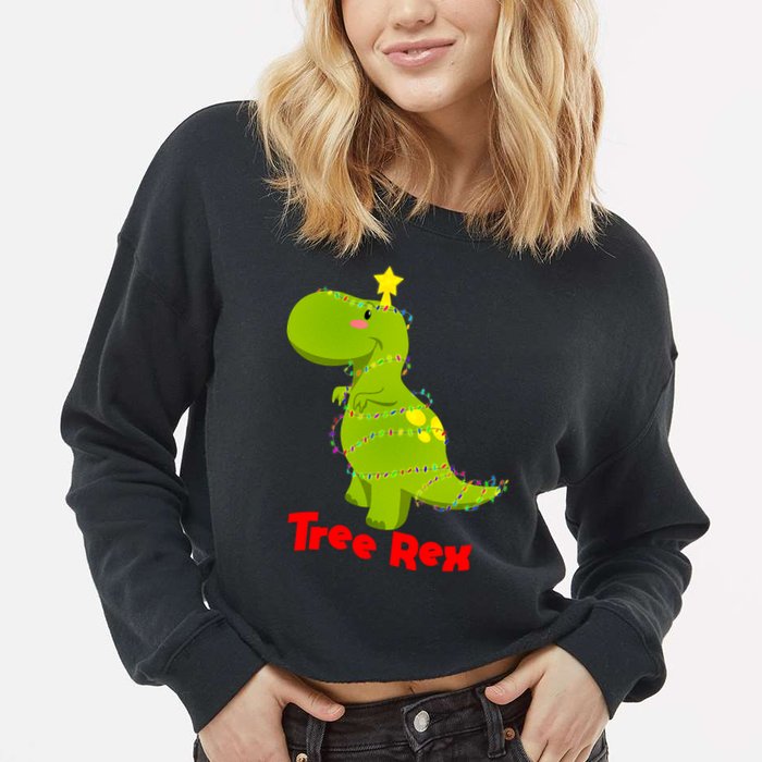 Christmas Tree Rex Cropped Pullover Crew