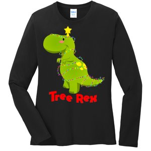 Christmas Tree Rex Ladies Long Sleeve Shirt