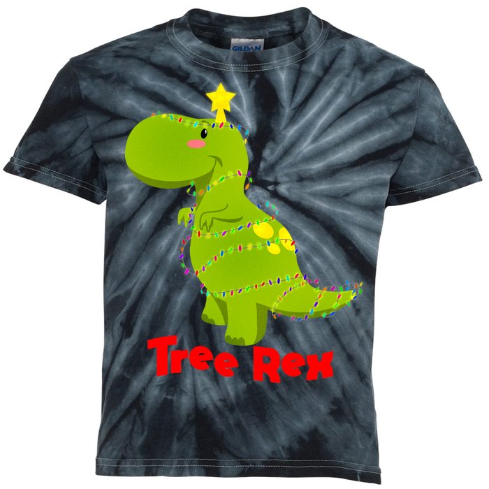 Christmas Tree Rex Kids Tie-Dye T-Shirt