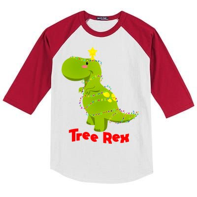 Christmas Tree Rex Kids Colorblock Raglan Jersey