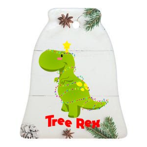 Christmas Tree Rex Ceramic Bell Ornament