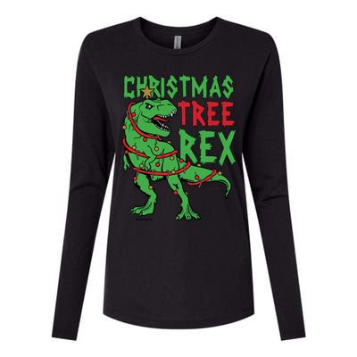 Christmas Tree Rex T-Rex Womens Cotton Relaxed Long Sleeve T-Shirt